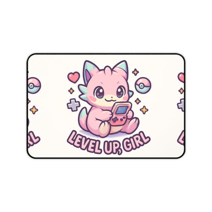 Cute Gamer Desk Mat - Perfect for Gaming, Office Setup, Gifts, Level Up Girl Design, Cute Decor, Home Office Essentials
