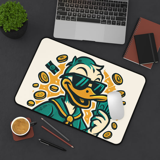 Playful Money-Themed Desk Mat with Cartoon Duck Design, Office Decor, Gamer Gift, Fun Workspace Accessories, Unique Gift for Kids