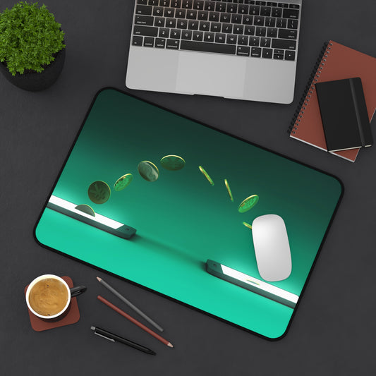 Gaming Desk Mat with Coin Transfer Design, Office Decor, Computer Accessory, Gamer Gift, Workstation Mat