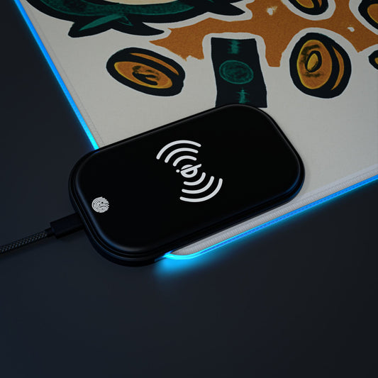 Gaming Mouse Pad with Wireless Charging - Funny Duck Design, Desk Accessory, Gamer Gift, LED Mouse Mat, PC Setup Decor