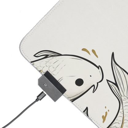 Illuminated Koi Fish Gaming Mouse Pad | LED Desk Accessory, Gamer Gift, Gaming Setup Decor, Computer Mouse Mat, Unique LED Pad